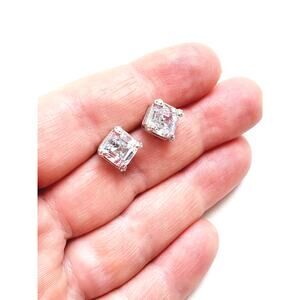 Judith Ripka 925 Sterling Silver CZ Cubic Zirconia Stud Earrings